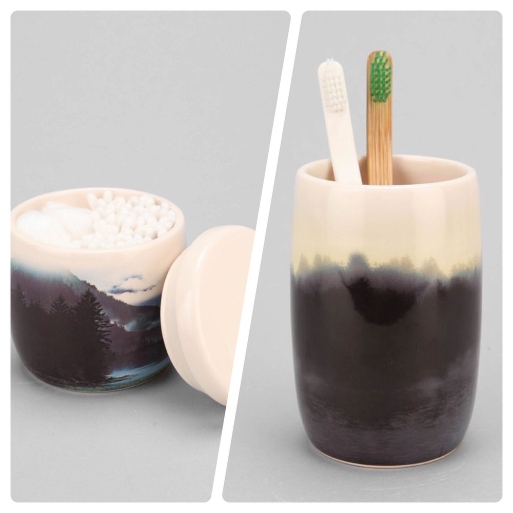 UO photo-print canister+toothbrush holder